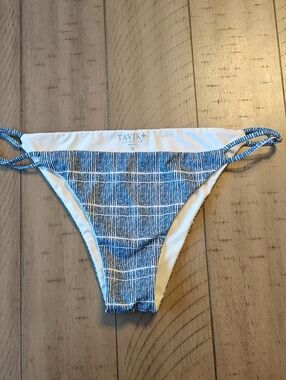 Tavik Blue & White Textured Stripe Bikini Bottom